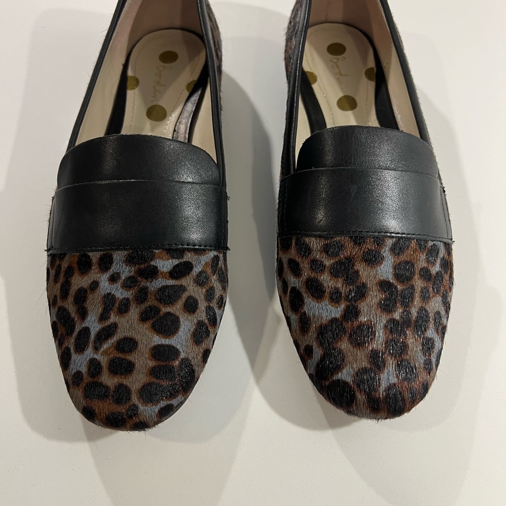Boden Black and Brown Leopard Loafers